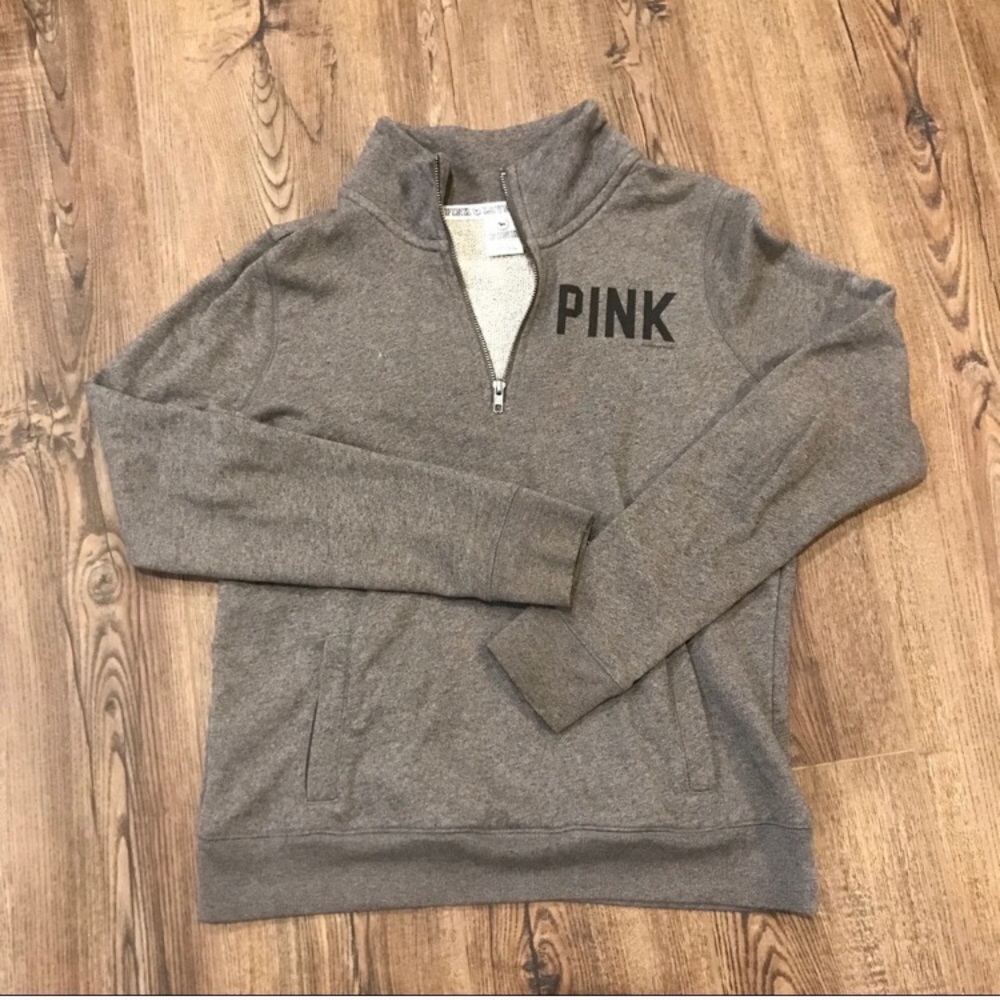 PINK VICTORIAS SECRET Grey Quarter Zip Sweatshirt